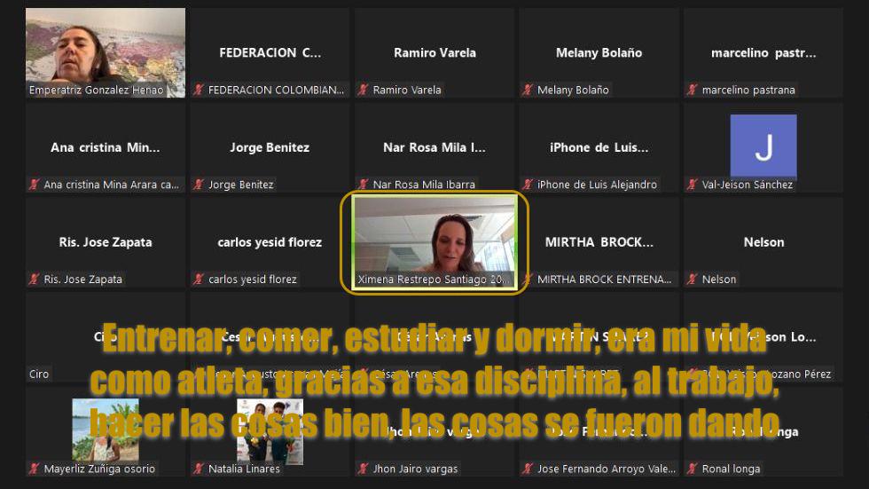 Ximena Restrepo, con los atletas y entrenadores a WCali22