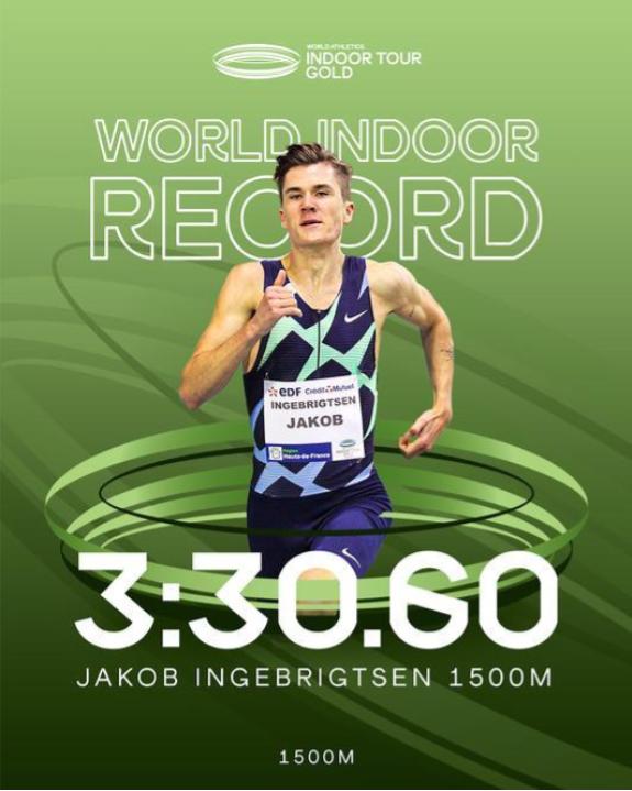 Ingebrigtsen en 1.500 M Pista Cubierta