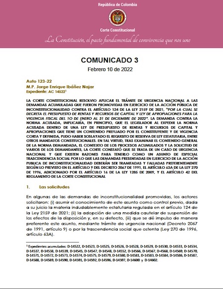 Comunicado No. 3